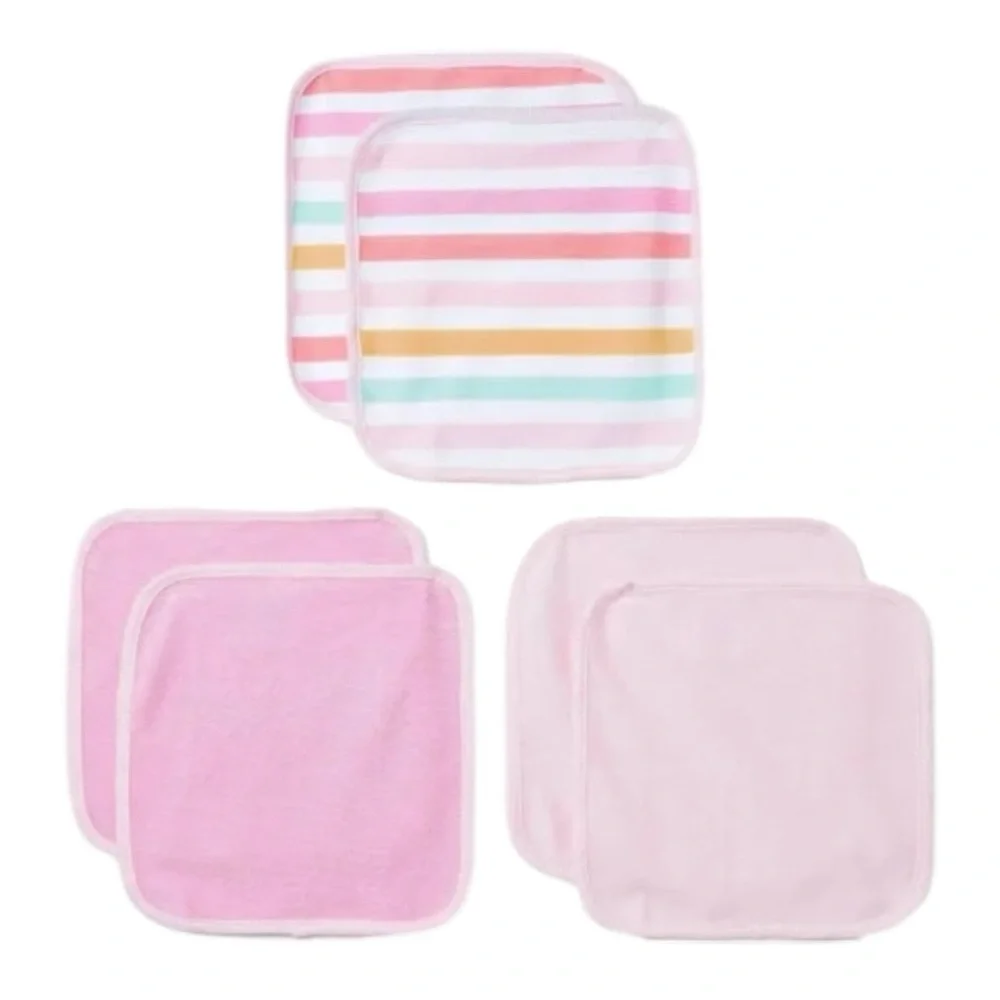 Cloud Island Baby Washcloth Set 6 Pack in Pink